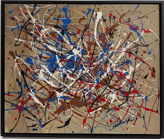 Jackson Pollock American Oil on canvas Painting In The Style of. Rothko, Kline, & Pollock Era