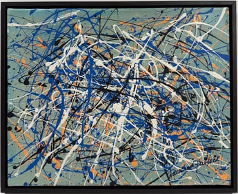 Jackson Pollock American Oil on canvas Painting In The Style of. Rothko, Kline, & Pollock Era
