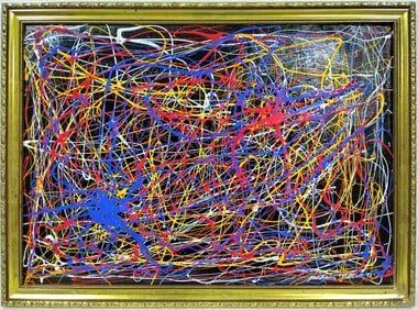Jackson Pollock American Oil on canvas Painting In The Style of. Rothko, Kline, & Pollock Era
