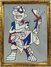 Jean Dubuffet French 1901 - 1985 Oil on Canvas in the style of Picasso Magritte Dali Era.