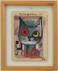 Jean Michel Basquiat Abstract In The Style of. Warhol, Haring & Basquiat Era. Mixed Media/Canvas.