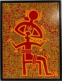 Keith Haring American 1958 - 1990 Acrylic/Canvas In The Style of. Warhol & Haring Pop Art Period.