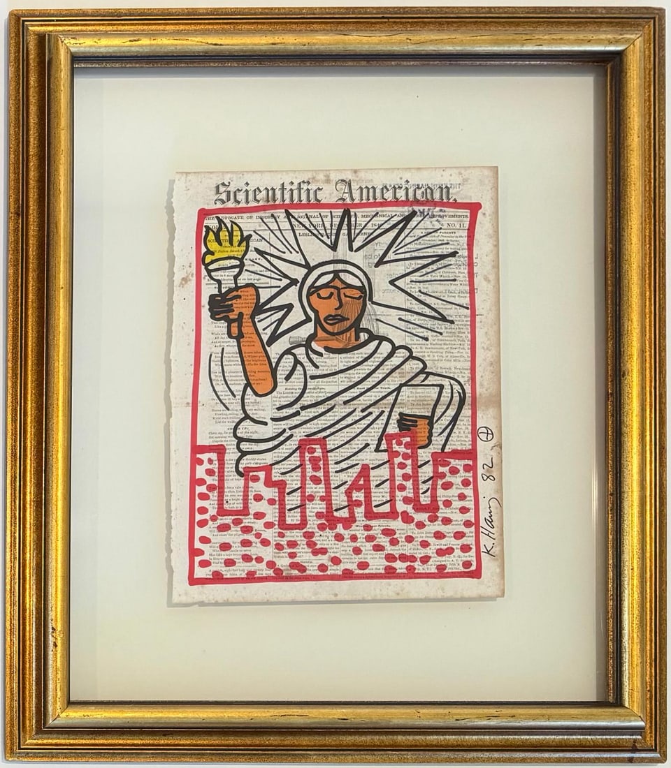 Keith Haring American 1958 - 1990 Felt Pen on Paper In The Style of. Warhol and Haring Pop Art Era. (1 of 8)