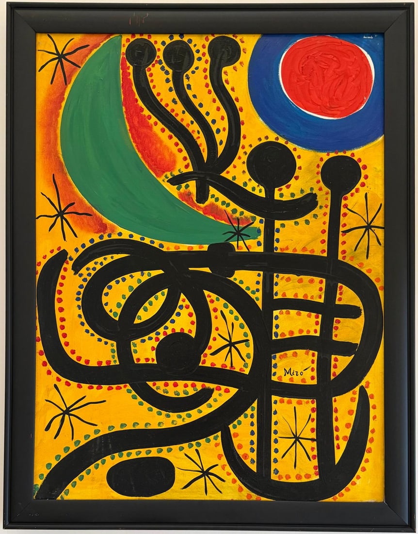 Joan Miro Spanish 1893 - 1983 Oil on Canvas in the style of. Dali, Magritte, & Miro Surrealism Era. (1 of 9)