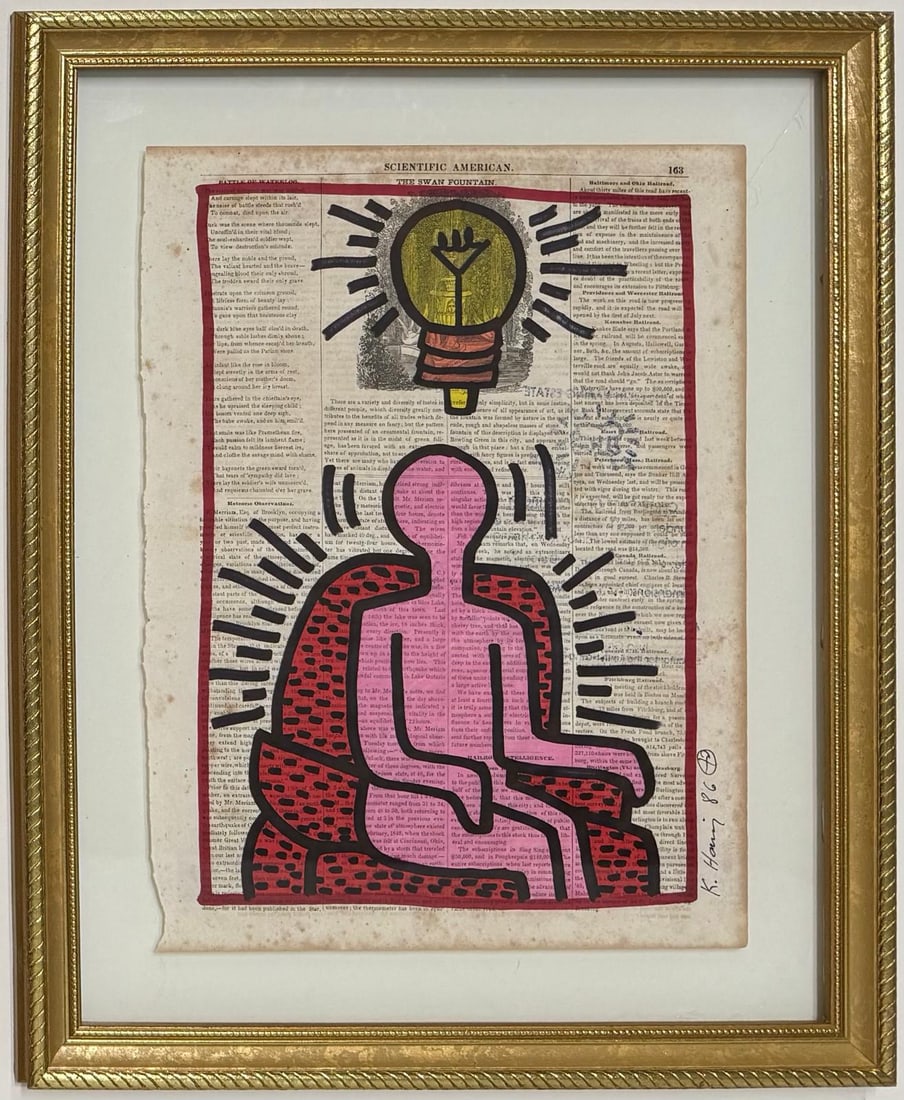 Keith Haring American 1958 - 1990 Acrylic/Canvas In The Style of. Warhol & Haring Pop Art Period. (1 of 6)