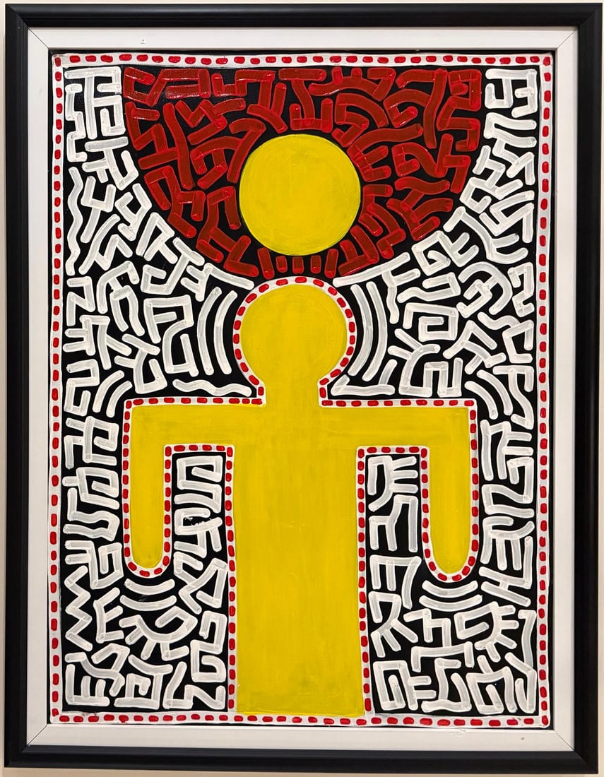Keith Haring American 1958 - 1990 Acrylic/Canvas In The Style of. Warhol & Haring Pop Art Period. (1 of 9)