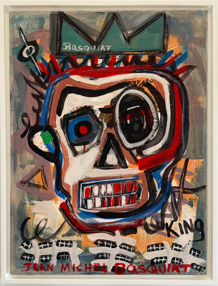 Jean Michel Basquiat Abstract In The Style of. Warhol, Haring & Basquiat Era. Mixed Media/Canvas. (1 of 8)