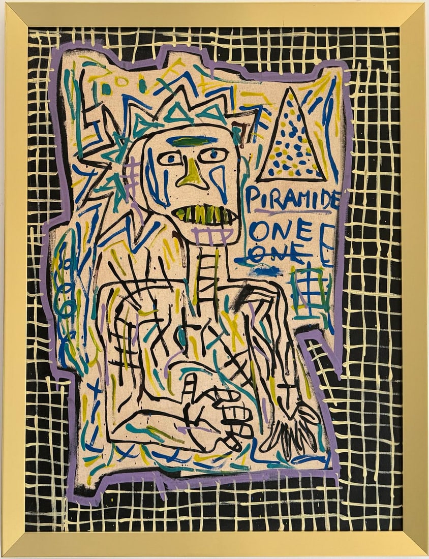 Jean Michel Basquiat Abstract In The Style of. Warhol, Haring & Basquiat Era. Mixed Media/Canvas. (1 of 8)