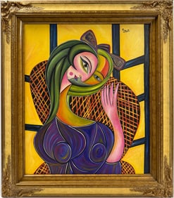 Pablo Picasso Spanish Oil on Canvas In The Style Of. Dali, Magritte, Chagall & Picasso Era