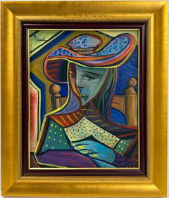 Pablo Picasso Spanish Oil on Canvas In The Style Of. Dali, Magritte, Chagall & Picasso Era (1 of 8)