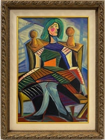 Pablo Picasso Spanish Oil on Canvas In The Style Of. Dali, Magritte, Chagall & Picasso Era