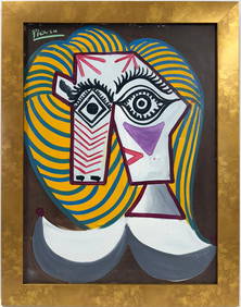 Pablo Picasso Spanish Oil on Canvas In The Style Of. Dali, Magritte, Chagall & Picasso Era (1 of 7)