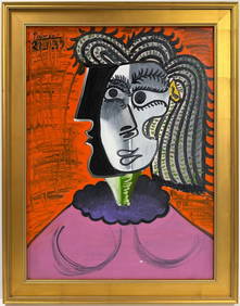 Pablo Picasso Spanish Oil on Canvas In The Style Of. Dali, Magritte, Chagall & Picasso Era (1 of 7)