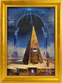 Salvador Dali Spanish 1904 - 1989 Gouache on Paper in the style of. Magritte & Dali Surrealism