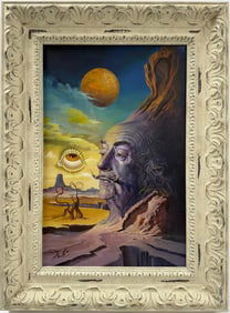 Salvador Dali Spanish 1904 - 1989 Gouache on Paper in the style of. Magritte & Dali Surrealism