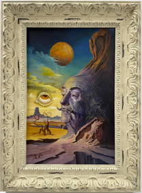Salvador Dali Spanish 1904 - 1989 Gouache on Paper in the style of. Magritte & Dali Surrealism (1 of 8)