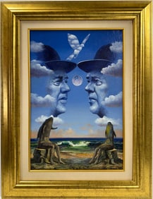 Rene Magritte Belgian 1898 - 1967 Gouache on Paper in The Style of. Art Deco-Surrealist Era.