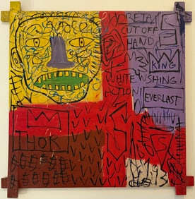Jean Michel Basquiat Abstract In The Style of. Warhol, Haring & Basquiat Era. Mixed Media/Canvas.