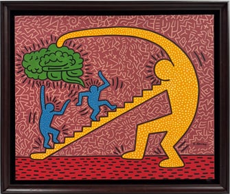 Keith Haring American 1958 - 1990 Acrylic/Canvas In The Style of. Warhol & Haring Pop Art Period.