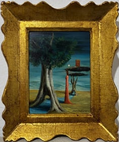 Gertrude Abercrombie American 1907-1977 Oil on Masonite Painting In the Style of