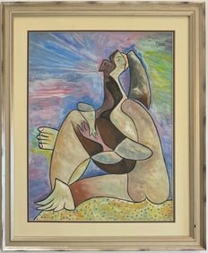 Pablo Picasso Spanish Gouache on paper In The Style Of. Dali, Magritte, Chagall & Picasso Era