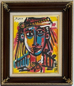 Pablo Picasso Spanish Gouache on paper In The Style Of. Dali, Magritte, Chagall & Picasso Era