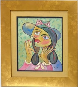 Pablo Picasso Spanish Gouache on paper In The Style Of. Dali, Magritte, Chagall & Picasso Era