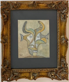 Pablo Picasso Spanish Gouache on paper In The Style Of. Dali, Magritte, Chagall & Picasso Era