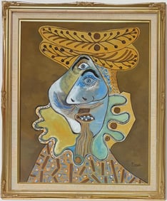 Pablo Picasso Spanish Gouache on paper In The Style Of. Dali, Magritte, Chagall & Picasso Era