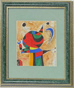 Joan Miro Spanish 1893 - 1983 Watercolor/Paper in the style of. Dali, Picasso, Magritte, Chagall Era (1 of 8)