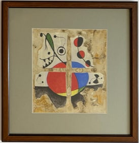 Joan Miro Spanish 1893 - 1983 Gouache/Paper in the style of. Dali, Picasso, Magritte, Chagall Era