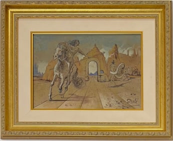 Salvador Dali Spanish 1904 - 1989 Watercolor/Paper in the style of. Magritte & Dali Surrealism