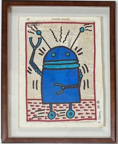 Keith Haring American 1958 - 1990 Felt Pen on Paper In The Style of. Warhol and Haring Pop Art Era.