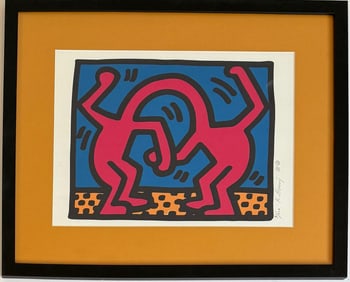 Keith Haring American 1958 - 1990 Silkscreen In The Style of. Warhol and Haring Pop Art