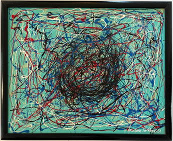 Jackson Pollock American Oil on canvas Painting In The Style of. Rothko, Kline, de Kooning Era (1 of 8)