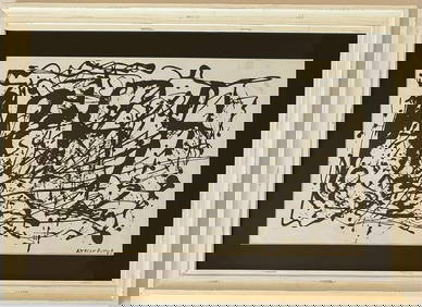 Jackson Pollock American Oil on Paper Painting In The Style of. Rothko, Kline, de Kooning Era (1 of 6)