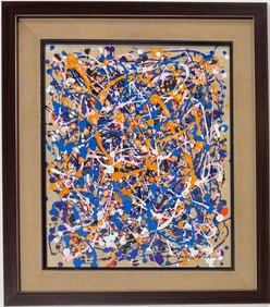 Jackson Pollock American Gouache/Paper Painting In The Style of. Rothko, Kline, de Kooning Era