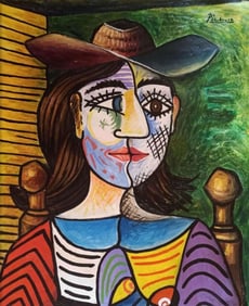 Pablo Picasso Spanish Oil on Canvas In The Style Of. Dali, Magritte, Chagall & Picasso Era