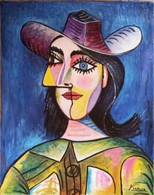 Pablo Picasso Spanish Oil on Canvas In The Style Of. Dali, Magritte, Chagall & Picasso Era