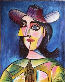 Pablo Picasso Spanish Oil on Canvas In The Style Of. Dali, Magritte, Chagall & Picasso Era (1 of 6)