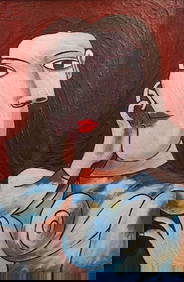 Pablo Picasso Spanish Oil on Canvas In The Style Of. Dali, Magritte, Chagall & Picasso Era (1 of 7)
