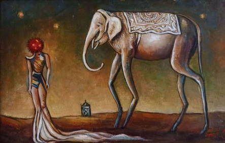Salvador Dali Spanish 1904 - 1989 Oil on Canvas Painting in the style of. Magritte & Dali Surrealism (1 of 7)