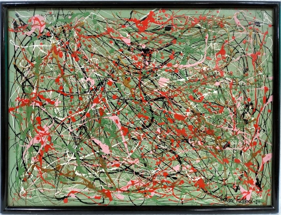 Jackson Pollock American Oil on canvas Painting In The Style of. Rothko, Kline, & Pollock Era (1 of 7)