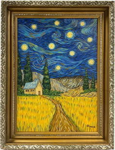 Vincent Van Gogh Dutch 1853-1890 Oil on Canvas painting. Gaugin & Van Gogh Impressionist Period.: Title: Unknown Technique: Oil on canvas Measures: 27 x 20 inches Year: Unknown Condition: Good Provenance: Private collection Artwork Description:This evocative oil on canvas pays homage to the expres
