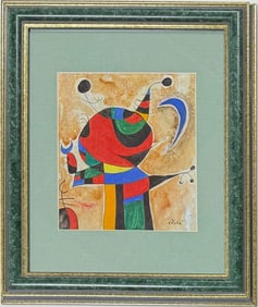 Joan Miro Spanish 1893 - 1983 Watercolor/Paper in the style of. Dali, Picasso, Magritte, Chagall Era