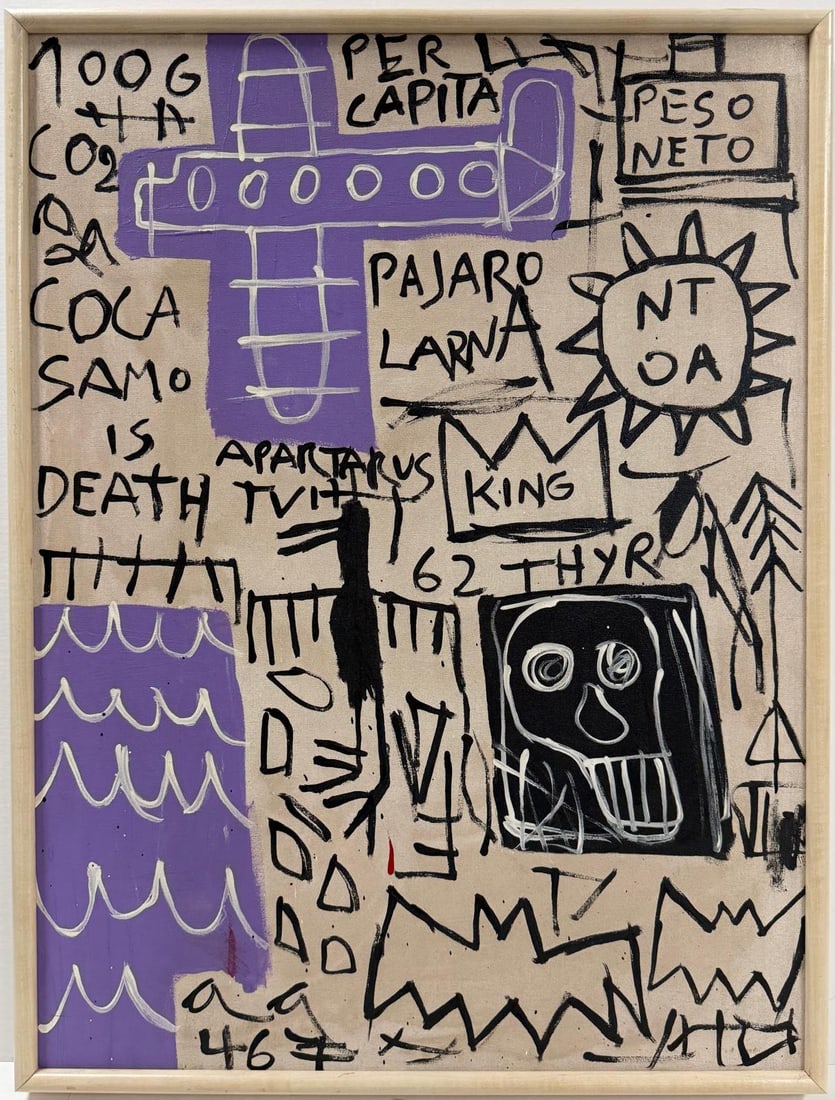Jean Michel Basquiat Abstract In The Style of. Warhol, Haring & Basquiat Era. Mixed Media/Canvas. (1 of 7)