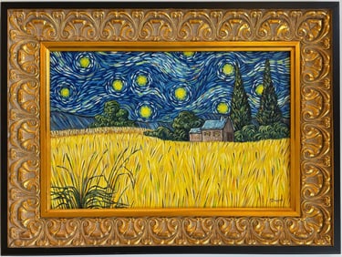 Vincent Van Gogh Dutch 1853-1890 Oil on Canvas painting in the style of. Gaugin, Monet, Degas Period