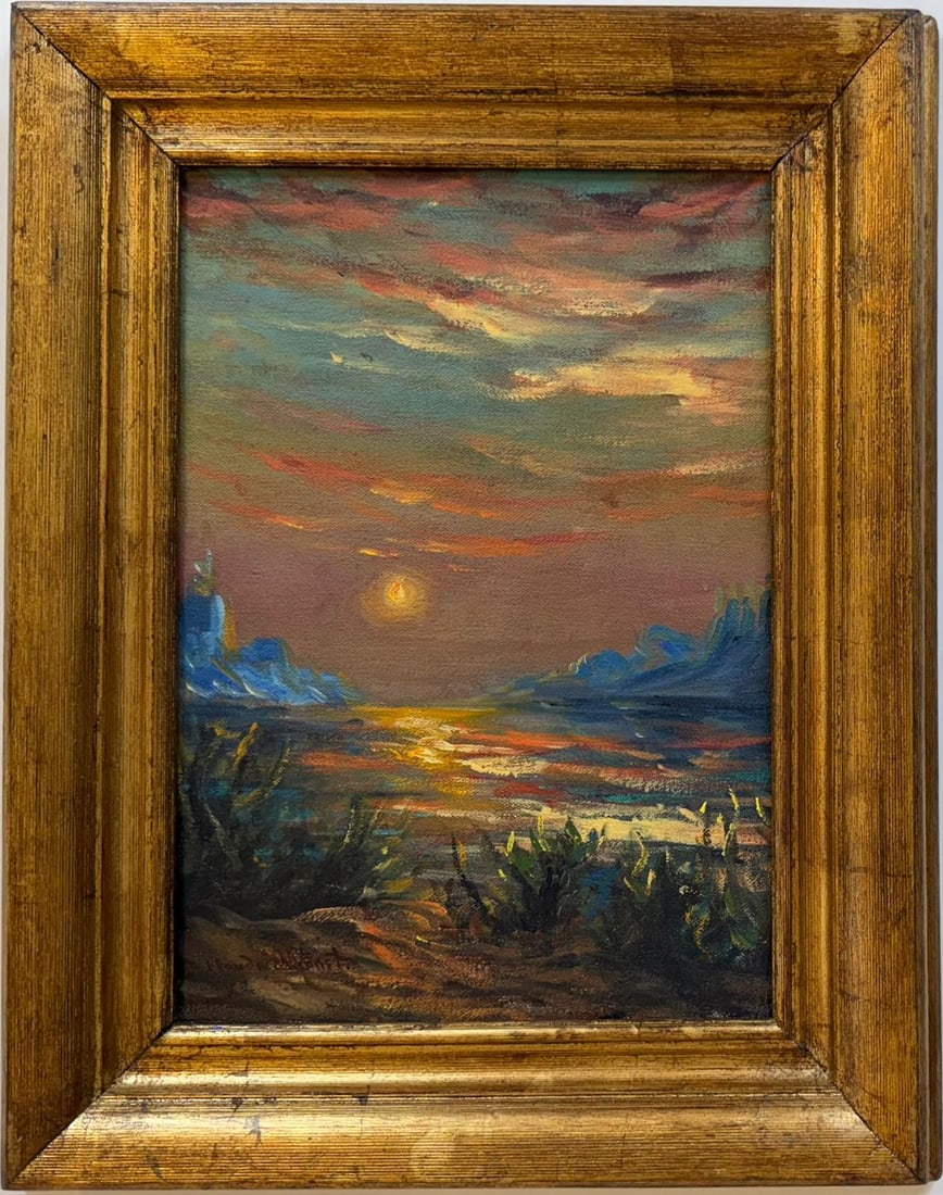 Claude Monet French 1840 - 1926 Oil on canvas In the Style of. Renoir & Manet Impressionist Era.: Title: Untitled Technique: Oil on canvas Measures: 14 x 10 inches Year: Undated Condition: Good Provenance: Private collection Visual Description:This atmospheric oil on canvas captures the warm glow