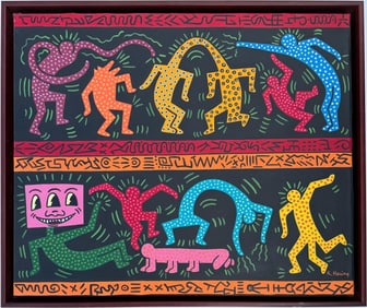 Keith Haring American 1958 - 1990 Acrylic/Canvas In The Style of. Warhol & Haring Pop Art Period.