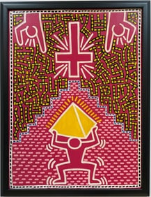 Keith Haring American 1958 - 1990 Acrylic/Canvas In The Style of. Warhol & Haring Pop Art Period.